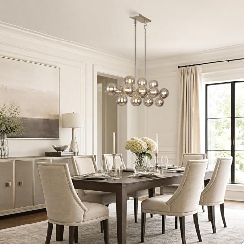 55" Mid Century Modern Glass Globe Sputnik Chandelier with Grey Bubble (Nickel + Grey / 55 Inch)