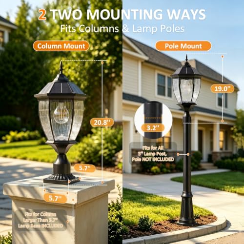 Solar Light Post Outdoor Waterproof with Pier Mount Base