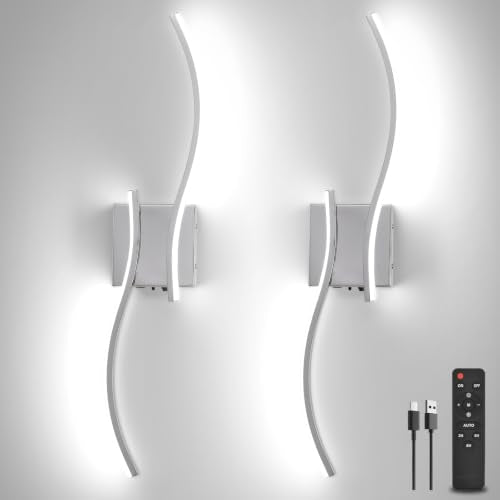 Battery Operated Wall Sconces Set of 2 (Chrome / 26.8 inch)