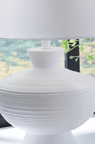 Harelwood Modern White Textured Table Lamp (White / Table Lamp)
