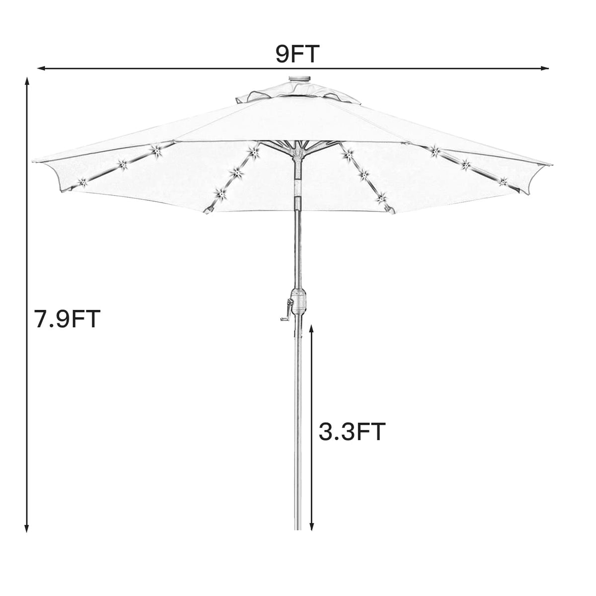 9' Solar LED Patio Umbrella (Blue)