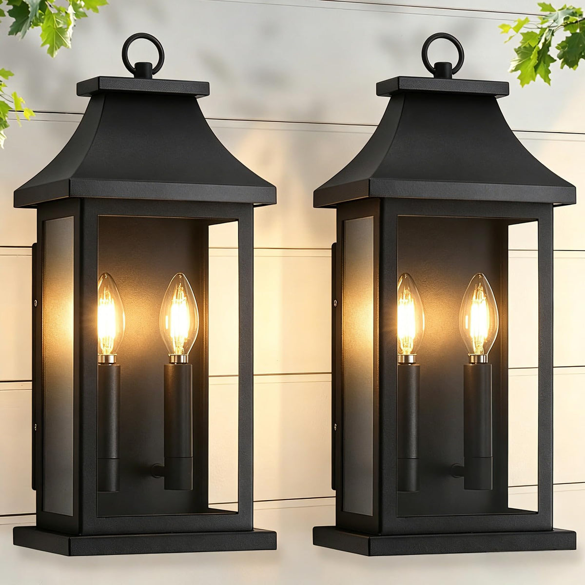 2 Pack 18'' Large Outdoor Wall Lights (Black - No Sensor / 17.5 inch - 2 pack)