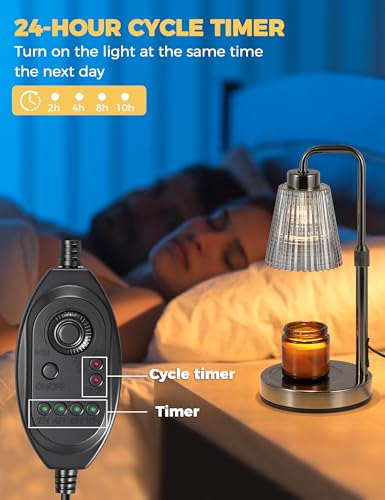 Silver Gray Candle Warmer Lamp with 24h Cycle Timer (Silver Gray)