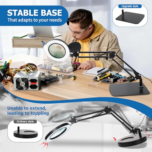 15X 30X Magnifying Glass with Light and Stand