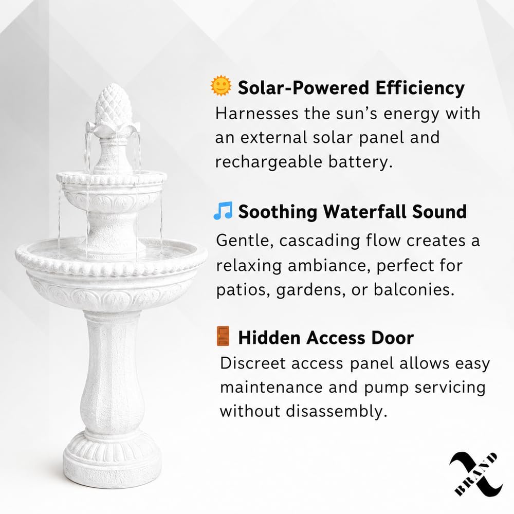 39" 2 Tier Outdoor Freestanding Solar Water Fountain (White / 39" Height)