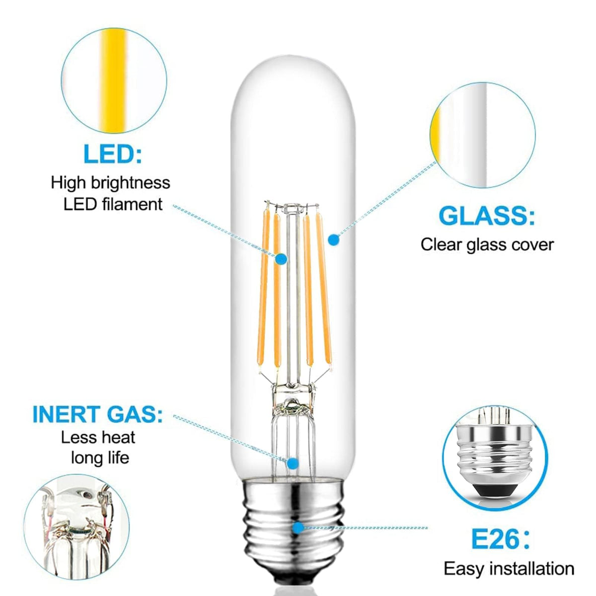 5 Inch Edison Bulb (5 Inch 6W (6 Count))