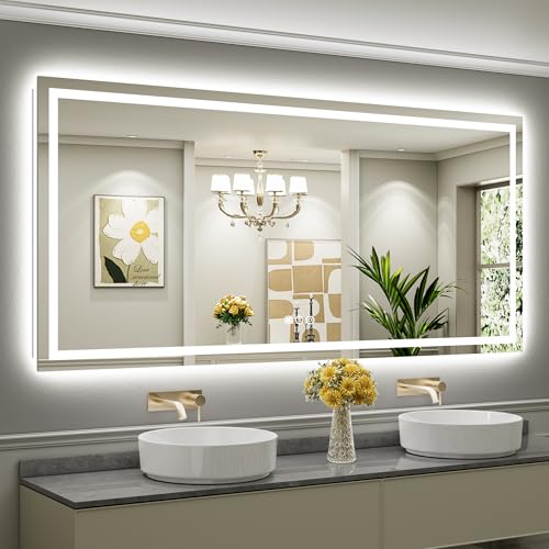 84x40 Inch LED Bathroom Mirror with Lights (Backlit+front Lit / 84"L x 40"W)