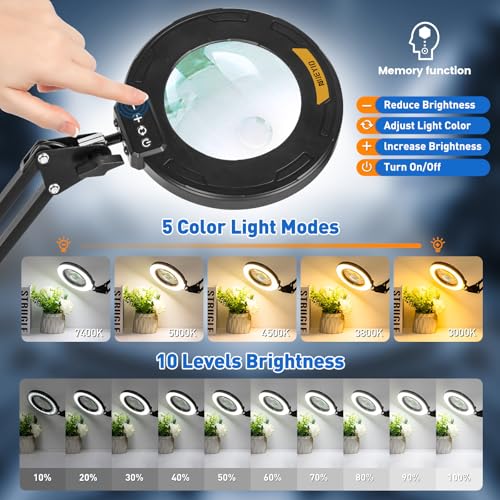 Ultra Long 3 Section Swing Arm 12X Magnifying Glass with Light (35.2 Inch)