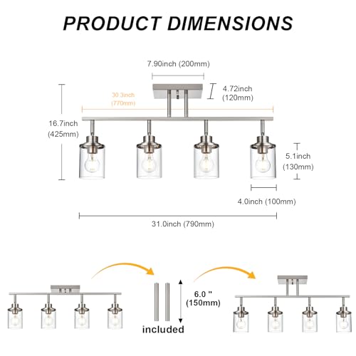 4 Light Track Lighting Kit Brushed Nickel Track Lighting Fixtures (Brushed Nickel / 4 Light)