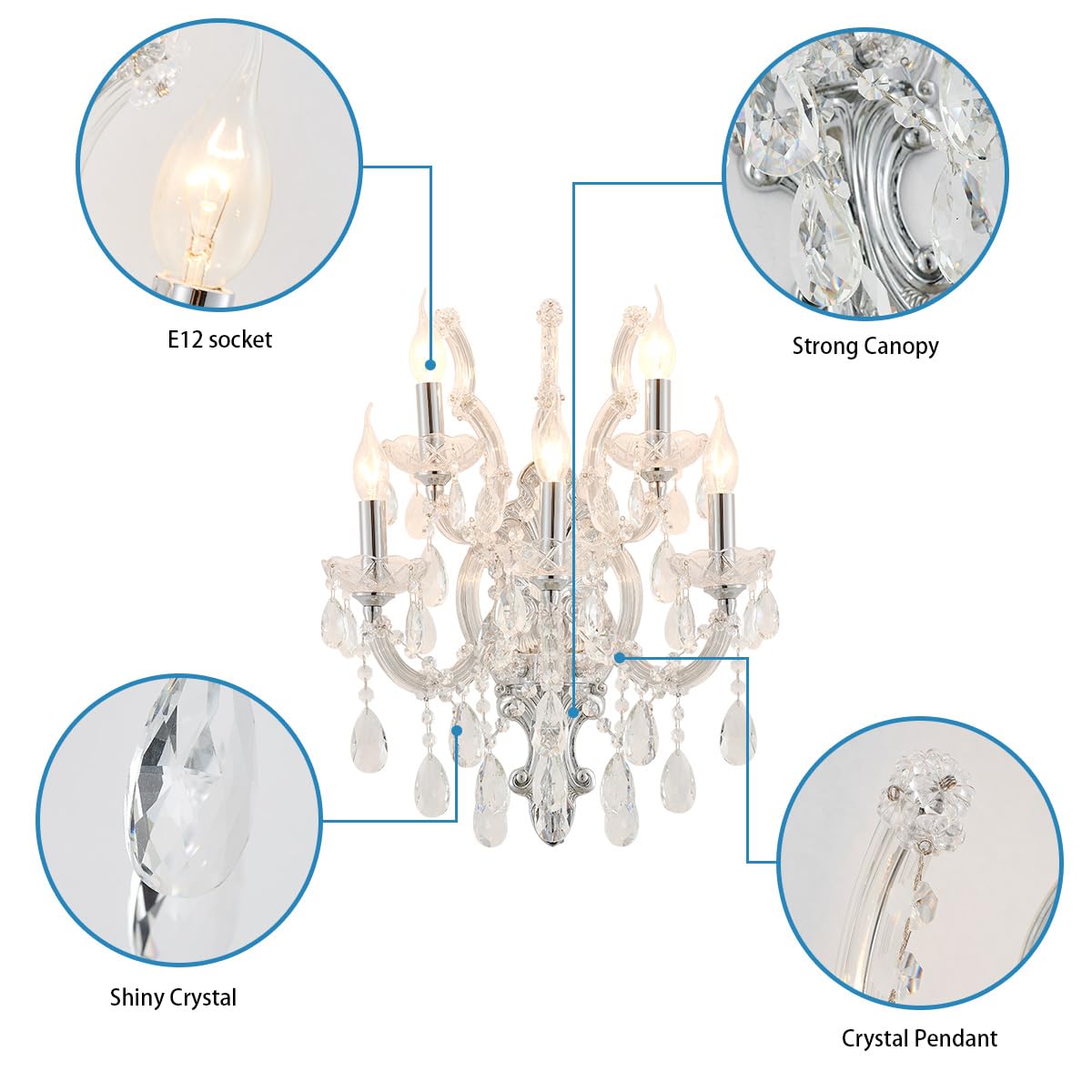 Large Modern Crystal Wall Sconce (YL6035C-5)