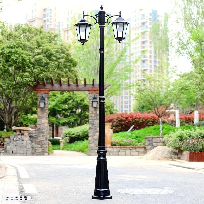 2 Light Outdoor Post Lights Glass Path Pillar Lamp Retro Courtyard Lamp Post Light for Backyard Garden Patio Driveway