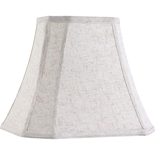 Beige Oatmeal Square Lamp Shade for Table Lamps (8 x 14 x 11 inches - 1 Pack / Beige Oatmeal Linen)