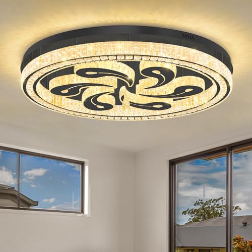 Modern Crystal Chandeliers for Dining Room Flush Mount Ceiling Chandelier for Living Room
