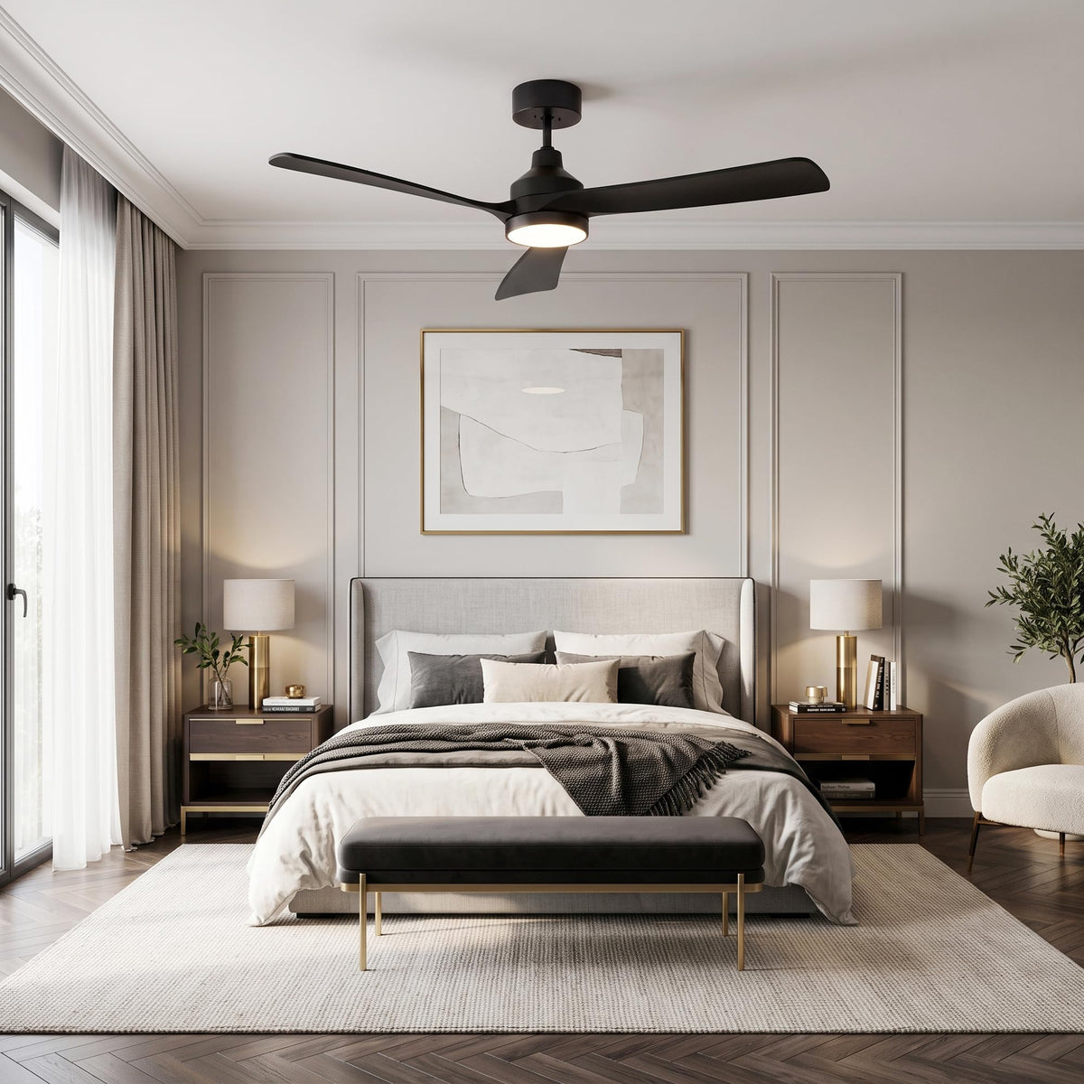 52 Inch Ceiling Fan with Lights (black / 52 Inch)