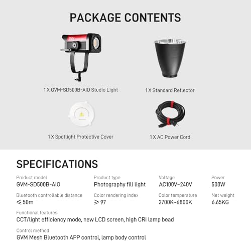 GVM 500W LED Video Light with APP Bluetooth Control (500WAIO)