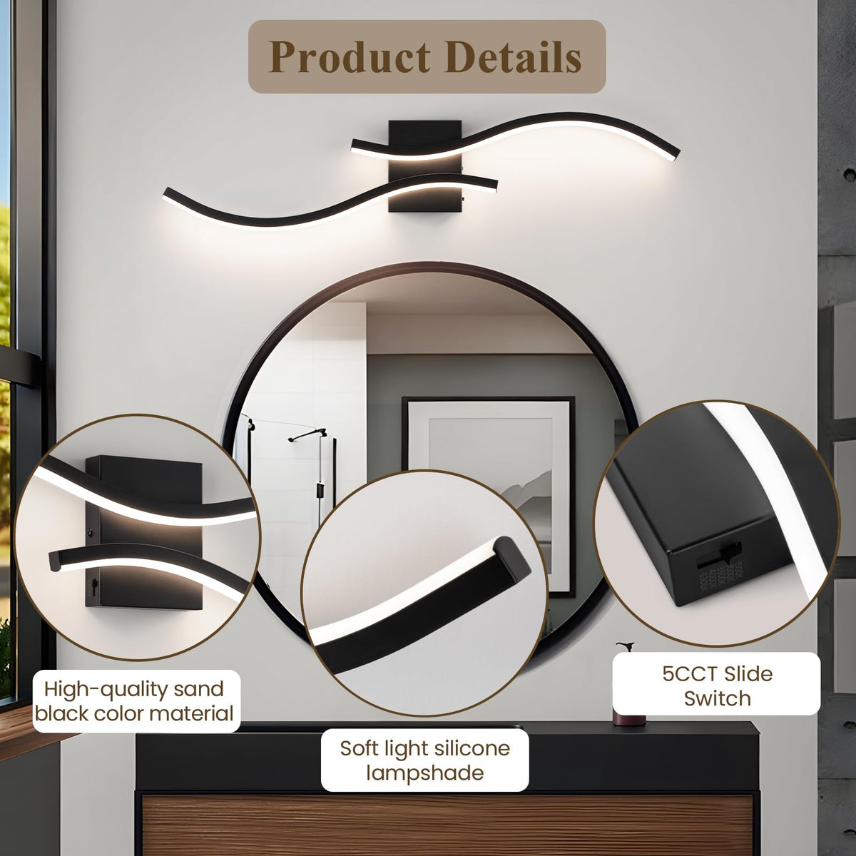 Bathroom Vanity Light Fixture (Black / 31.5inch)