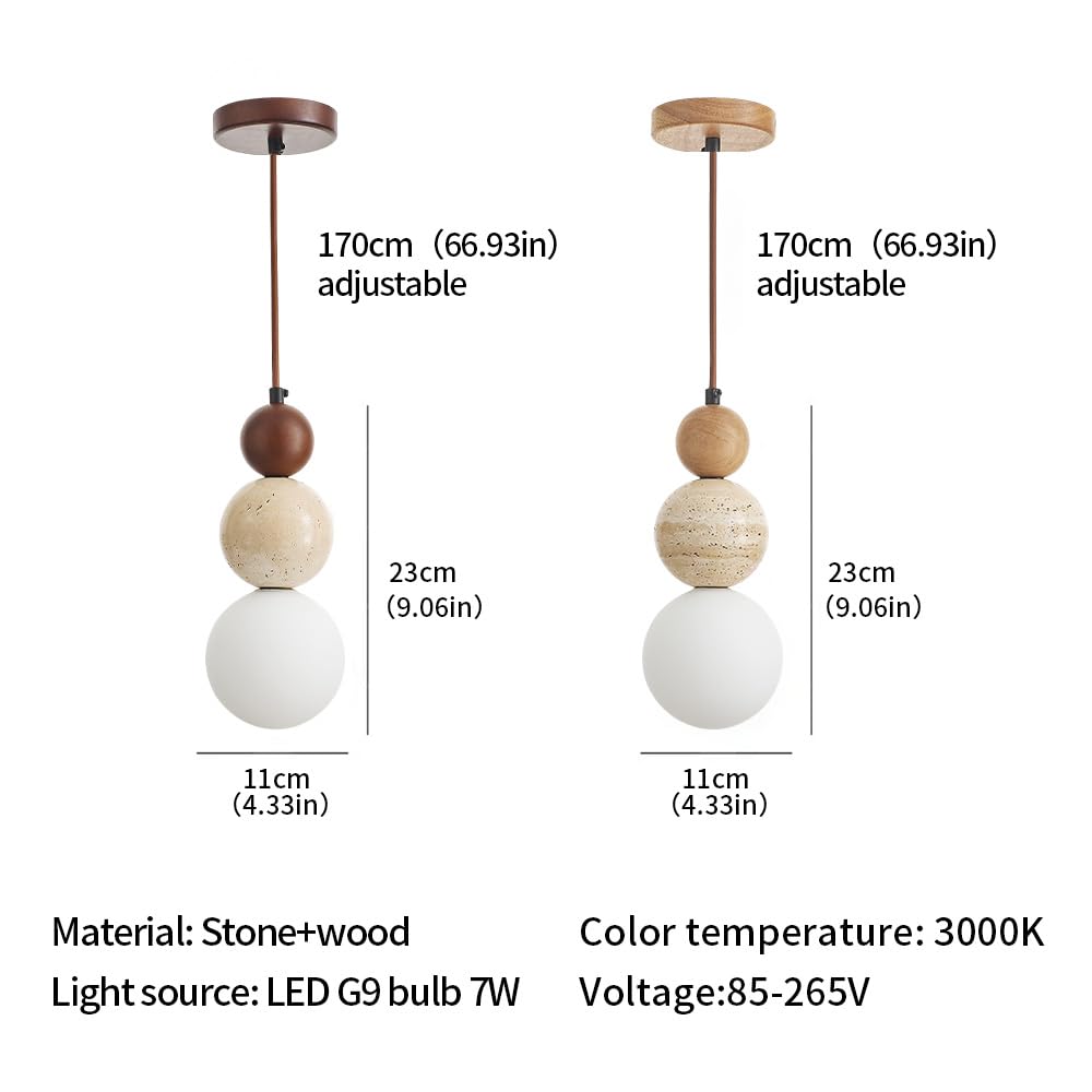 Modern Natural Stone Pendant Light (log wood color)