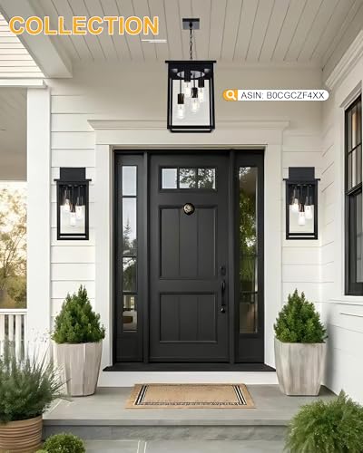 3 Light Large Outdoor Wall Sconce in Black (Black / 3-Light, 1-Pack)