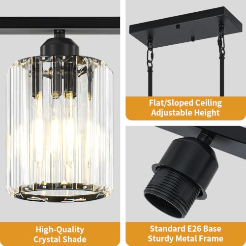 Crystal Linear Chandelier Modern Dining Room Light Fixtures Over Table