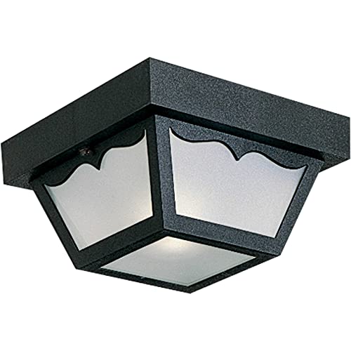 1 Light Indoor and Outdoor Flush Mount Ceiling Light (Textured Black / 8.25-Inch Diameter x 4.75-Inch Height / 1-Light)
