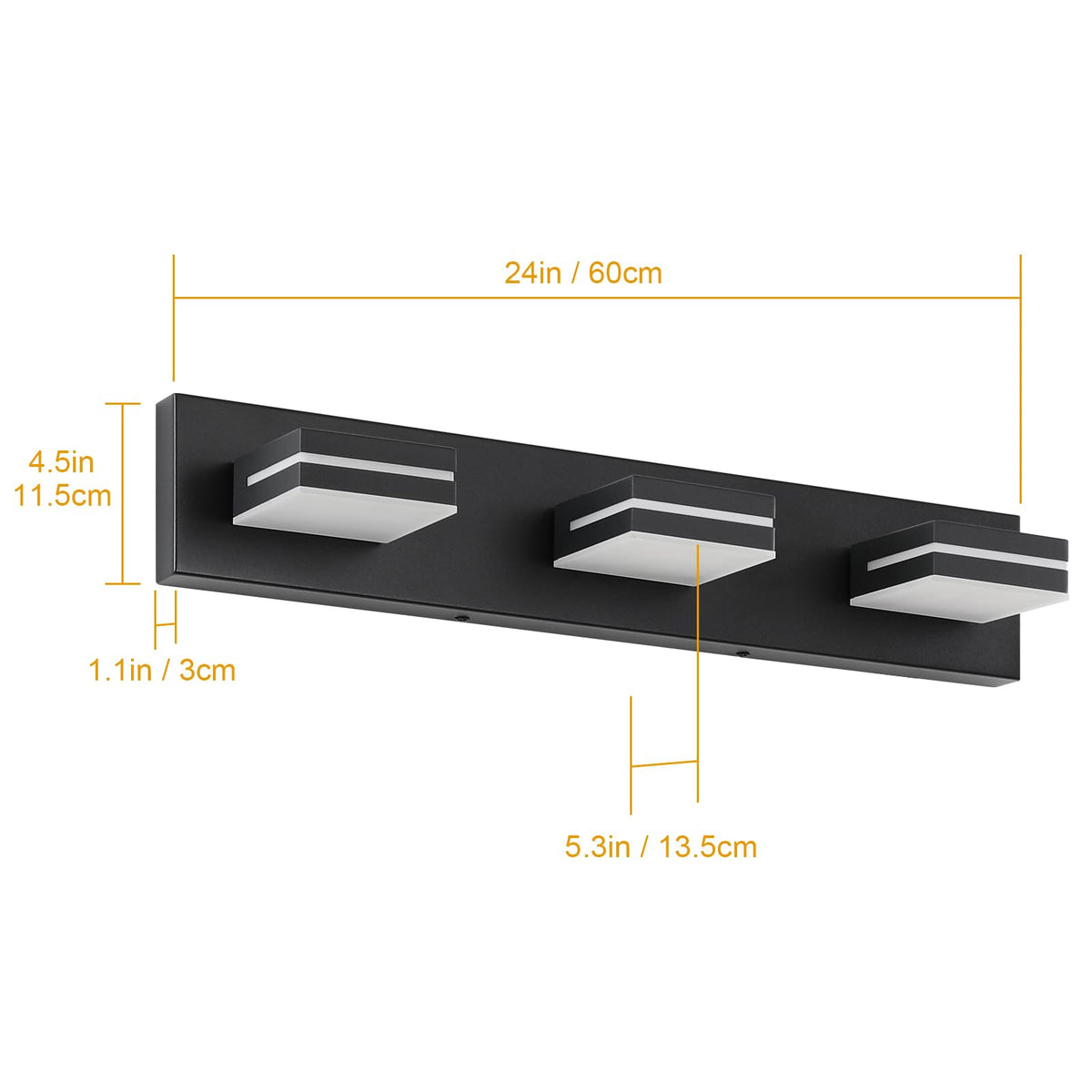 LED Modern Bathroom Vanity Light Fixtures (3-Light, 24-Inch / Black, White)