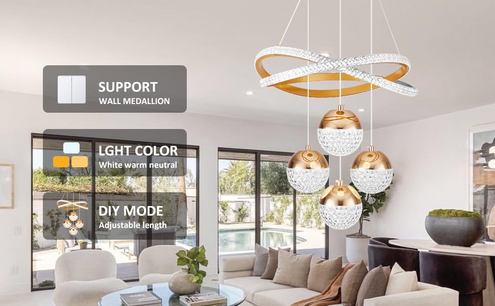 Modern Gold LED Chandeliers