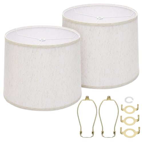 Drum Lamp Shades Set of 2 (Whit -Vertical Pattern)