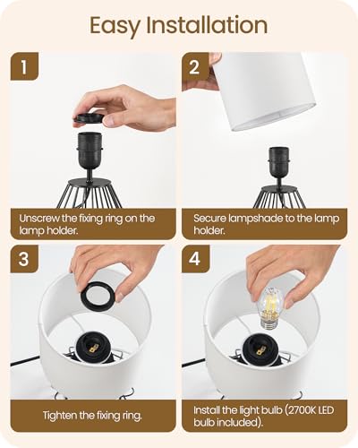 Small Table Lamp for Bedroom (White + Black)