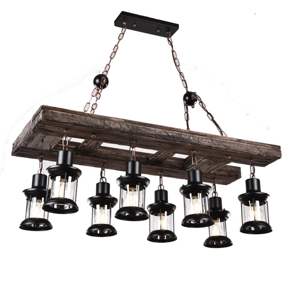 Retro Farmhouse Wood Chandelier (38 inch)
