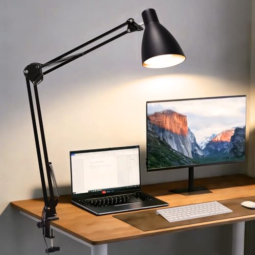 Swing Arm Desk Lamp with Clamp (Black / Standard)