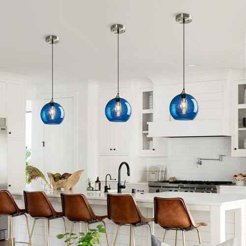 Blue Pendant Lights Kitchen Island 2 Pack (Blue / M - 7.87 in)
