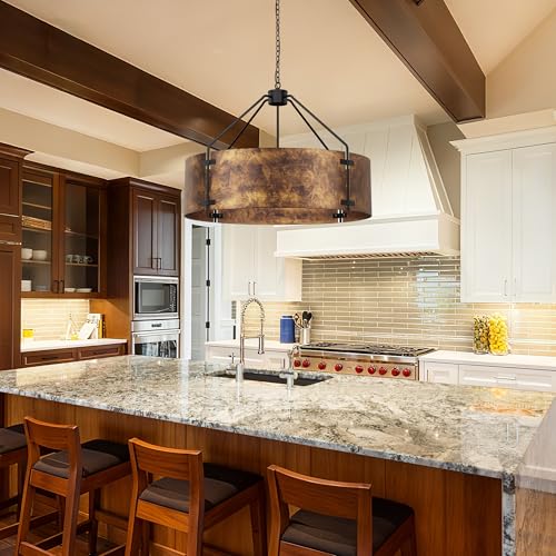 Farmhouse Drum Chandelier (Rustic Bronze & 30in)