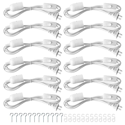 12 Pcs 8.2ft Hanging Light Socket Lamp Cord with Switch E26