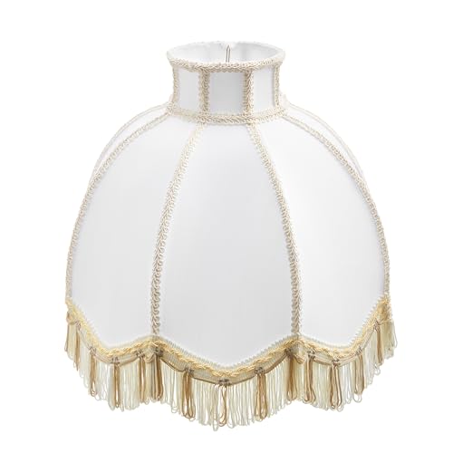30628 Tranditional Scallop Dome Shape Spider Construction Lamp Shade in Light Grey Jacquard Fabric (Light Grey & 13" Wide)