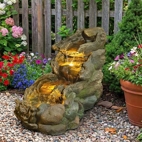 37" L Tree Trunk Outdoor Water Fountain with 3 (37" L)
