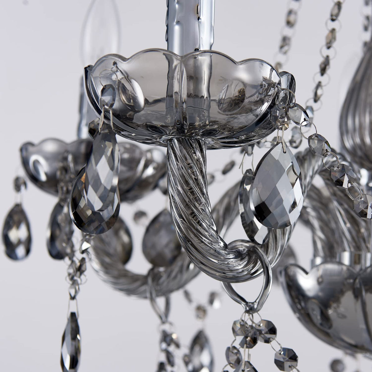 Saint Mossi Smoky Gray Crystal Chandelier with 5 Lights for Dining Room (Smoky Gray Crystal / W19" 1 Tier)