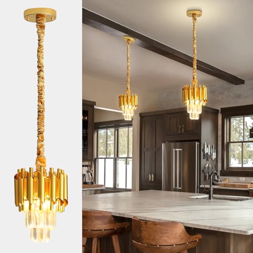 Modern Gold Crystal Chandelier 2 (D7.4"XH10.2" Gold)