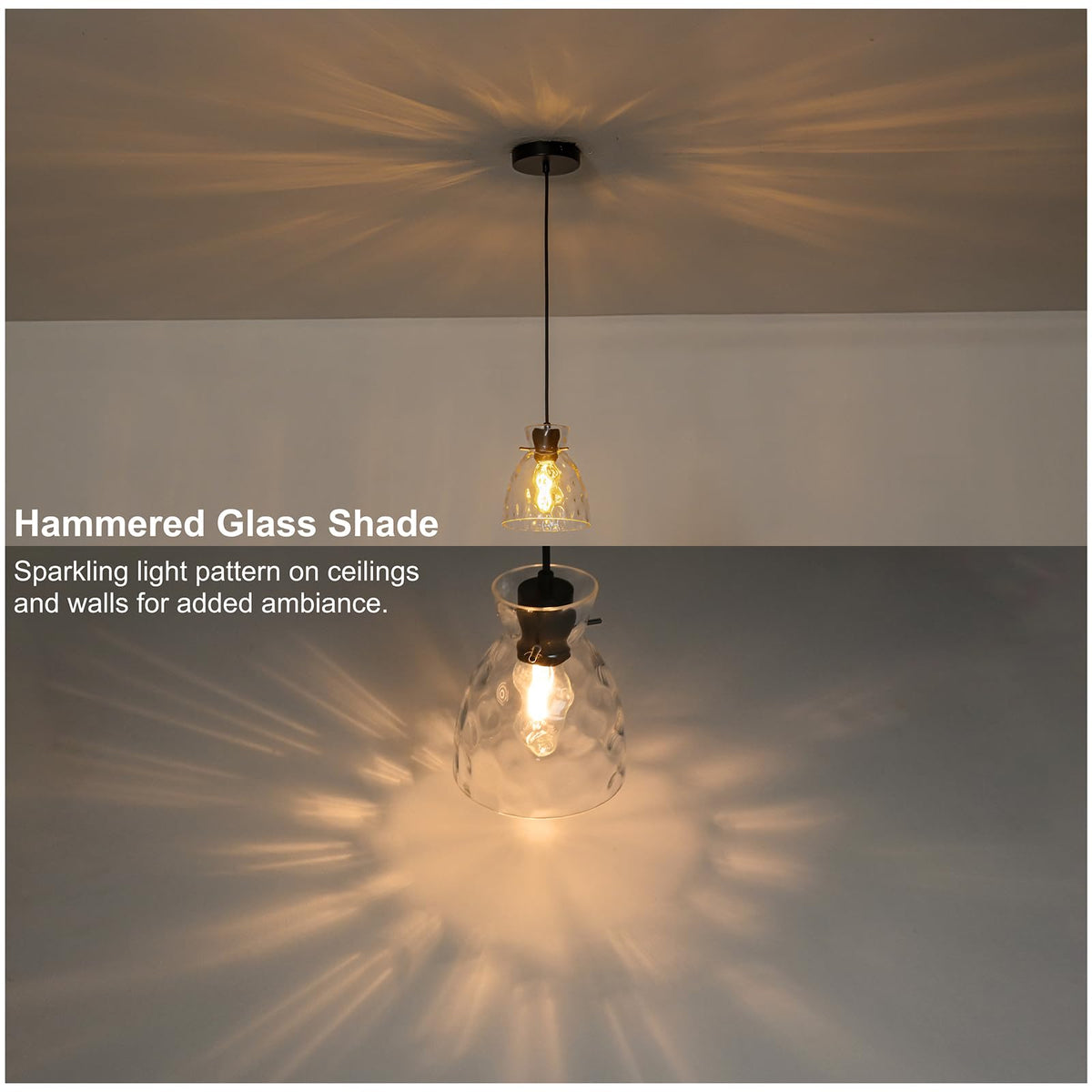 6" Mini Hammered Glass Black Pendant Lights Kitchen Island Lighting 2 Pack (2-Pk Black / D5.9")