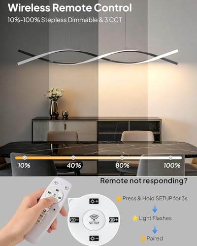 39.4in Kitchen Island Light (Black-Wave / 39.4in)