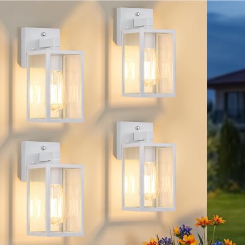 Plastic Dusk to Dawn Outdoor Wall Sconce White 4 (White)