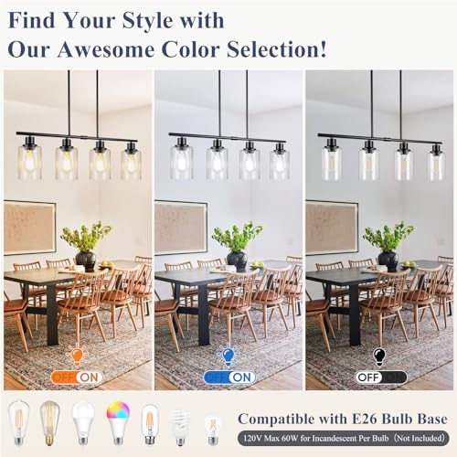 32inch 4 Light Black Simplicity Bar Island Lights Hanging for Kitchen (Black / 4-Light)