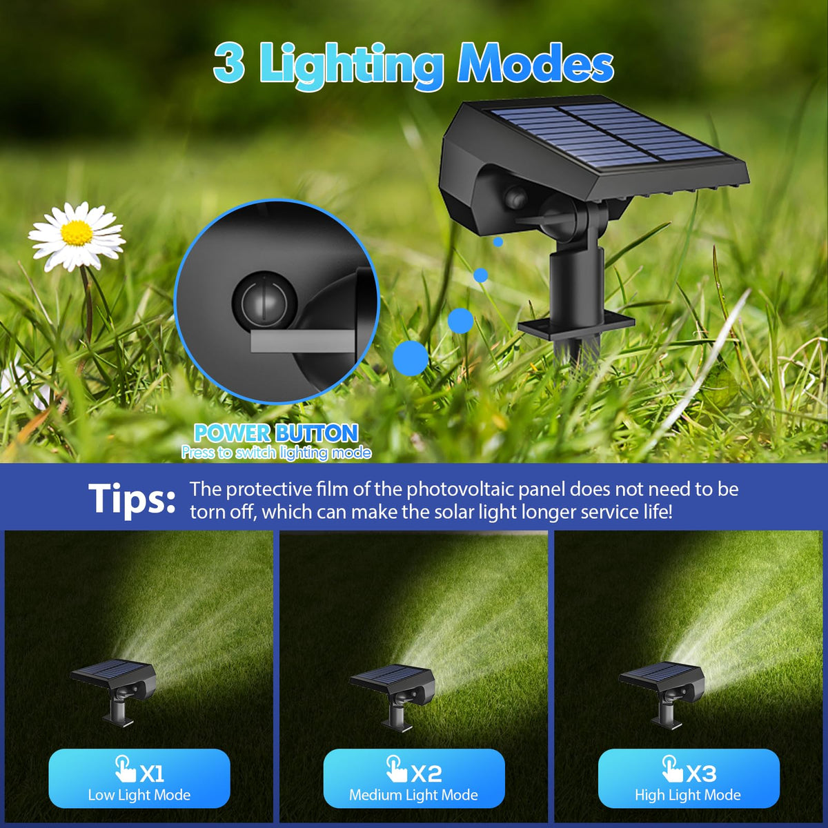 Solar Lights Outdoor Waterproof (Cool White / 4 Pack)