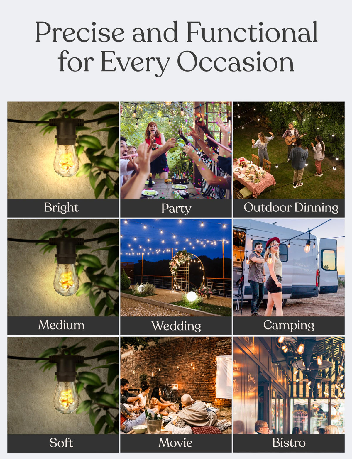 Ambience Pro Waterproof LED Outdoor String Lights (48 Foot - Spiral Bulbs - Soft White (2700K))