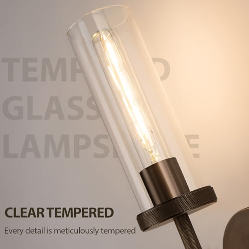 15" Knurled‑Craft Hardwired Bronze Wall Sconce (Bronze-Clear Tube / 15″-2 Pack)