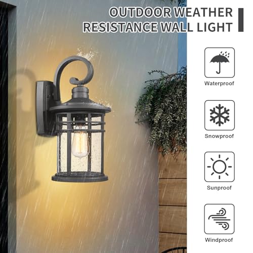 Outdoor Porch Lights Wall Mount Sconces Outdoor Lighting Waterproof Exterior Lantern for House Front Porch Patio Garage Doorway Garden (1 Pack Clear Glass / Large)