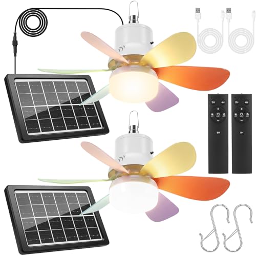 Solar Powered Ceiling Fan with Light