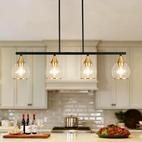 Island Light for Kitchen (Black and Gold / 4-Light)