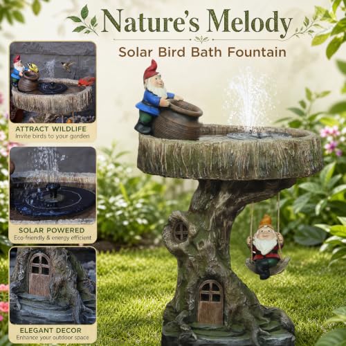Gnome Outdoor Water Fountain with Solar Pump (Sl27004)