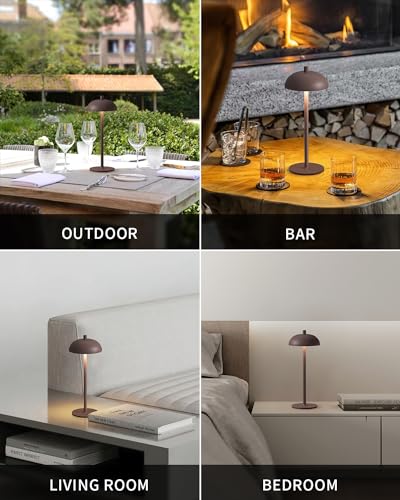 12" Cordless Table Lamps Set of 2 (H12" Brown (2 Pack))