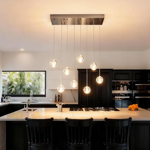 8 Lights Nickel Raindrop Rectangle Chandelier (8 Light / Nickel Rectangle)